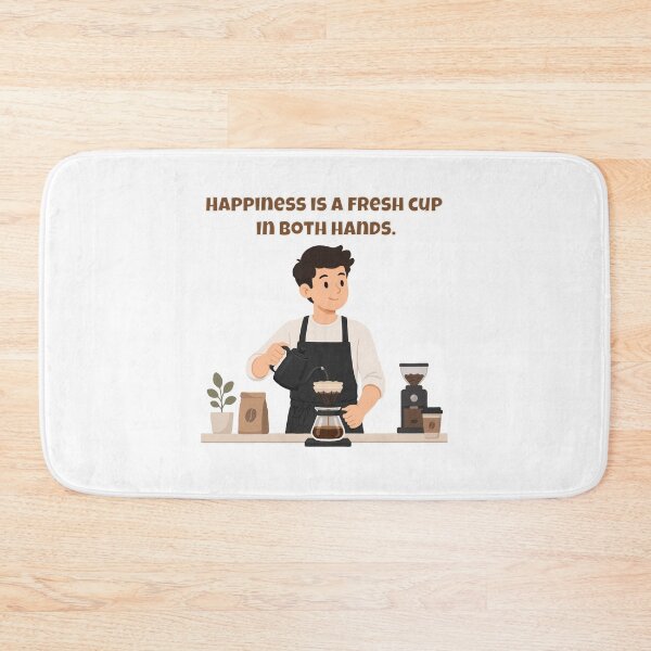 Item preview, Happiness Is A Fresh Cup In Both Hands - Barista Coffee Joy Quote designed and sold by Latitude 1°N.