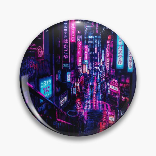 Item preview, Rainy Neon Downtown Street with Futuristic Night City Glow designed and sold by ferminhays.