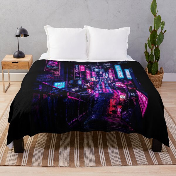 Item preview, Rainy Neon Downtown Street with Futuristic Night City Glow designed and sold by ferminhays.