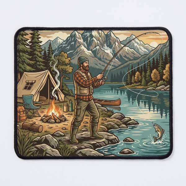 Item preview, Fish Camp Repeat - Vintage Fishing Camper Design designed and sold by PGRprint.