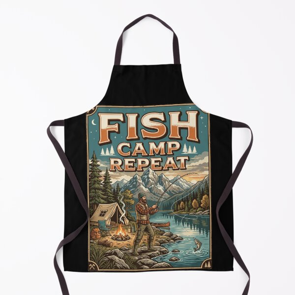 Item preview, Fish Camp Repeat - Vintage Fishing Camper Design designed and sold by PGRprint.