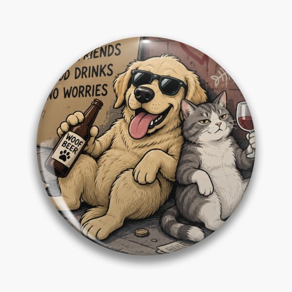 Item preview, Good Friends Good Drinks Cat & Dog designed and sold by AstraDrip Studio.