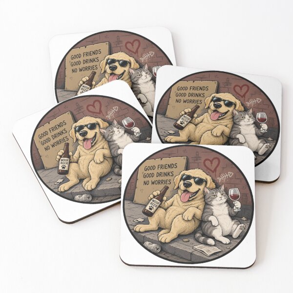 Item preview, Good Friends Good Drinks Cat & Dog designed and sold by AstraDrip Studio.
