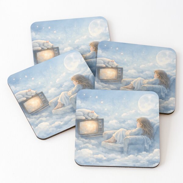 Item preview, Dreamy Girl Watching TV in the Clouds designed and sold by M-Y-A-R-T-.