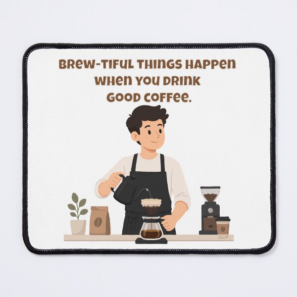 Item preview, Brew-Tiful Things Happen When You Drink Good Coffee - Funny Barista Pun designed and sold by Latitude 1°N.
