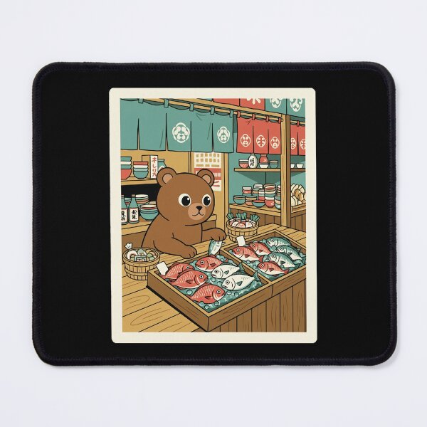 Item preview, Friendly Market Bear Selling Fresh Fish in a Cozy Shop designed and sold by JordynLadukeg65.