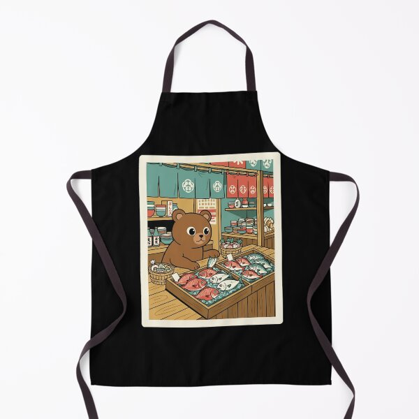 Item preview, Friendly Market Bear Selling Fresh Fish in a Cozy Shop designed and sold by JordynLadukeg65.