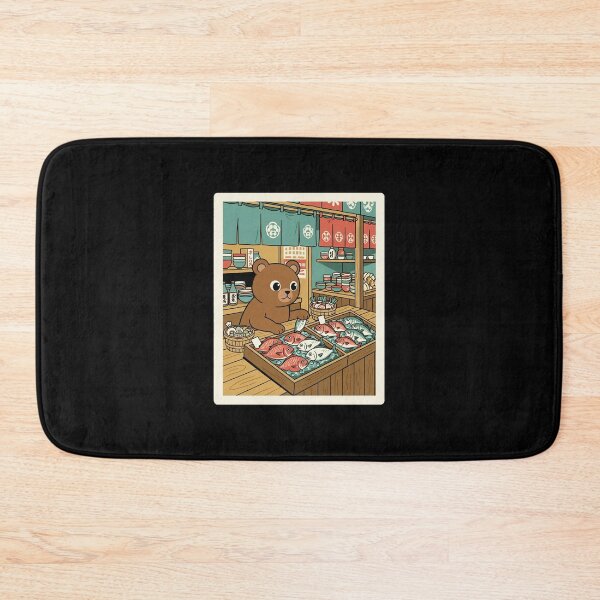 Item preview, Friendly Market Bear Selling Fresh Fish in a Cozy Shop designed and sold by JordynLadukeg65.