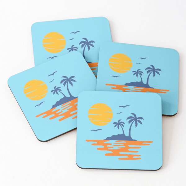 Item preview, Retro Summer Sunset Reflection Palm Trees Ocean Beach designed and sold by SolutionsArt.