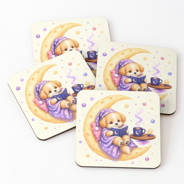 Item preview, Cute Kawaii Dog Reading a Book on the Moon designed and sold by Seculinator.