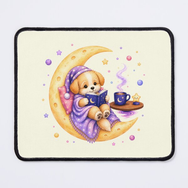 Item preview, Cute Kawaii Dog Reading a Book on the Moon designed and sold by Seculinator.