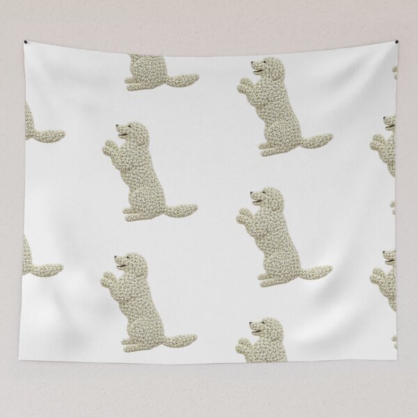 Item preview, White Crown Flowers Dog Mosaic Art designed and sold by Siam Soul Studio.