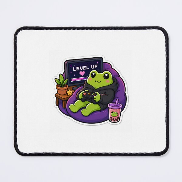 Item preview, Cozy Gamer Frog Sticker – Level Up Chill Vibes Cute Gaming Aesthetic designed and sold by OrbitMood.