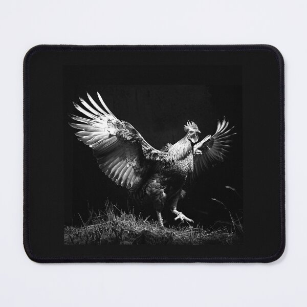 Item preview, Black and White Rooster with Wings Spread Art designed and sold by inkoutninja.
