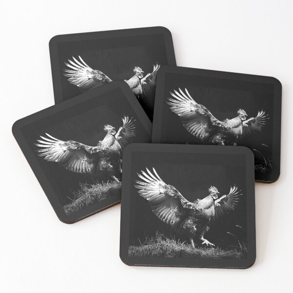 Item preview, Black and White Rooster with Wings Spread Art designed and sold by inkoutninja.