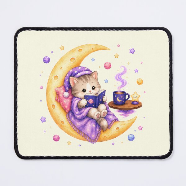 Item preview, Cute Kawaii Cat Reading a Book on the Moon designed and sold by Seculinator.