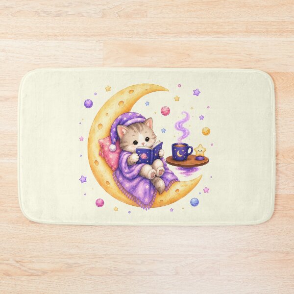 Item preview, Cute Kawaii Cat Reading a Book on the Moon designed and sold by Seculinator.