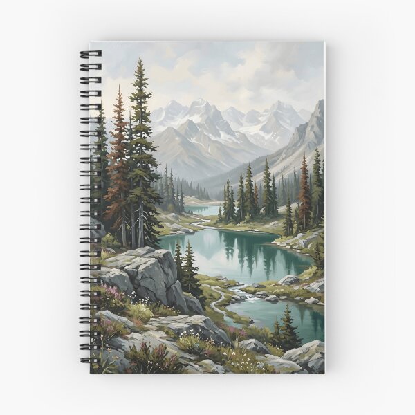 Item preview, Alpine Meadow Rocky Lake Stream Wildflower Mountain Forest designed and sold by madmaxine110.