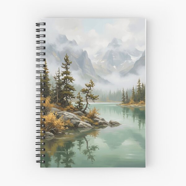 Item preview, Misty Alpine Lake Rocky Shoreline Gnarled Pine Autumn Fog designed and sold by madmaxine110.