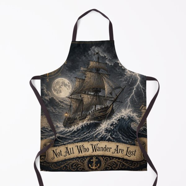 Item preview, Vintage Sailing Ship Stormy Sea Not All Who Wander designed and sold by Pink-Blossoms.