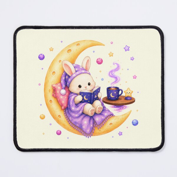 Item preview, Cute Kawaii Bunny Reading a Book on the Moon designed and sold by Seculinator.