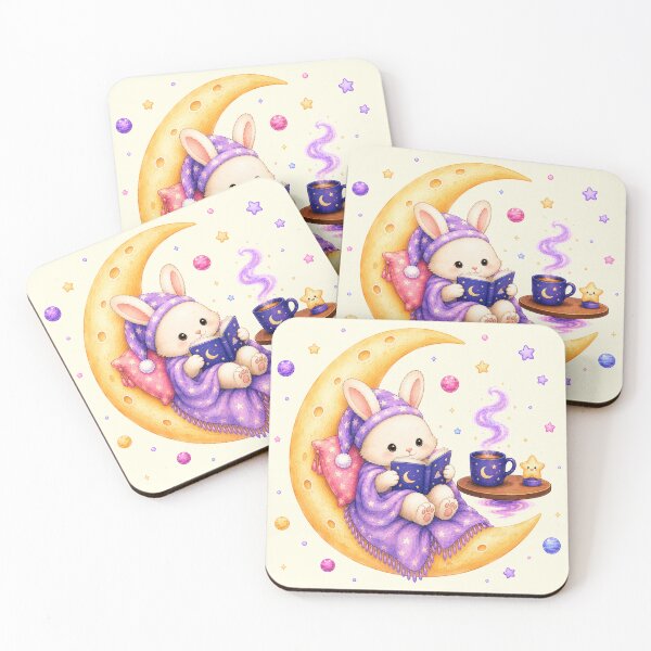 Item preview, Cute Kawaii Bunny Reading a Book on the Moon designed and sold by Seculinator.