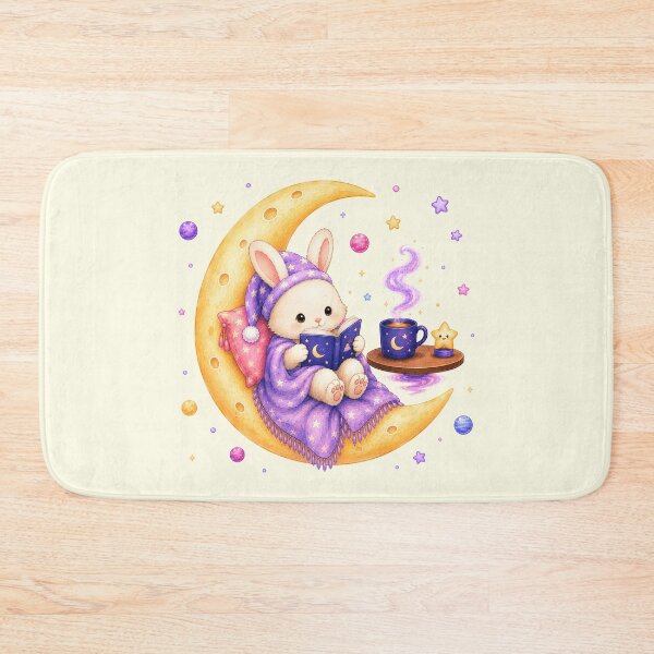 Item preview, Cute Kawaii Bunny Reading a Book on the Moon designed and sold by Seculinator.