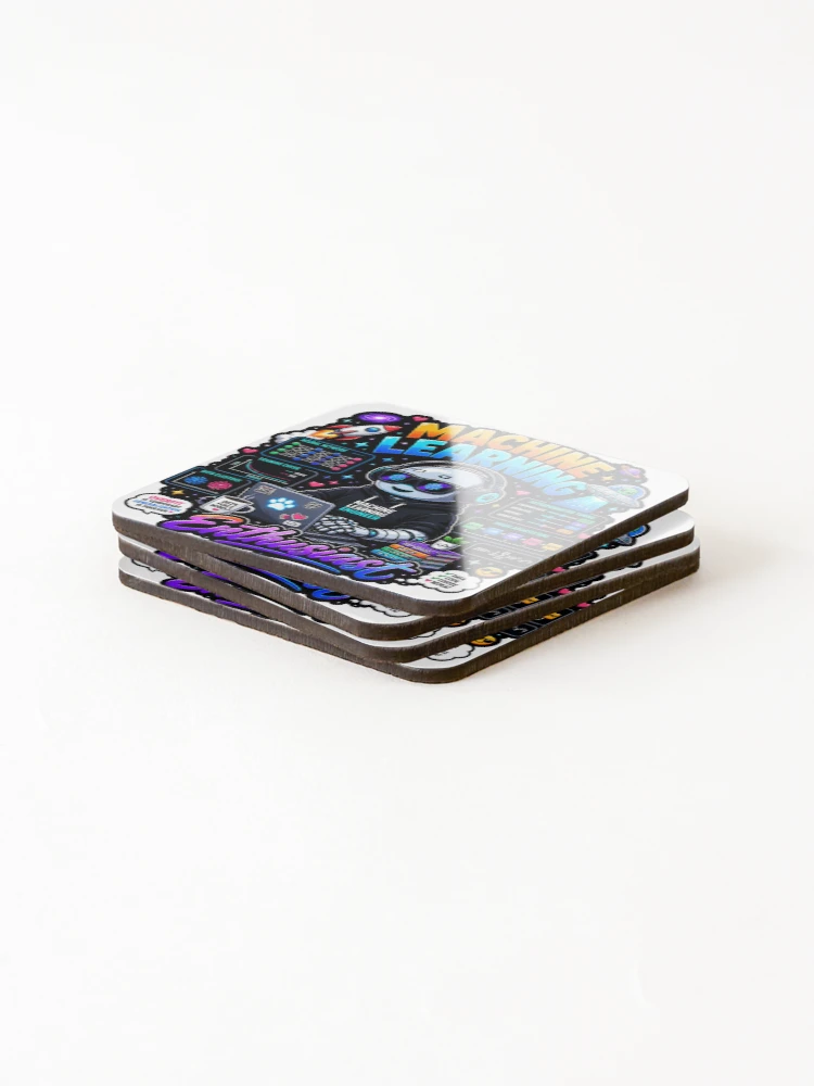 Thumbnail 4 of 5, Coasters (Set of 4), Machine Learning Engineer Sticker | AI Data Science Gift designed and sold by NuniDesigns.