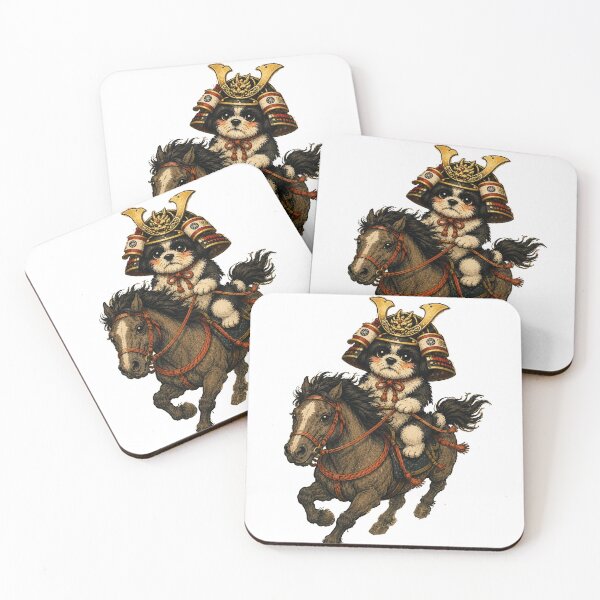 Item preview, Samurai Shih Tzu on Horseback – Embroidered Ukiyo-e Style designed and sold by ShihTzuRareArt.