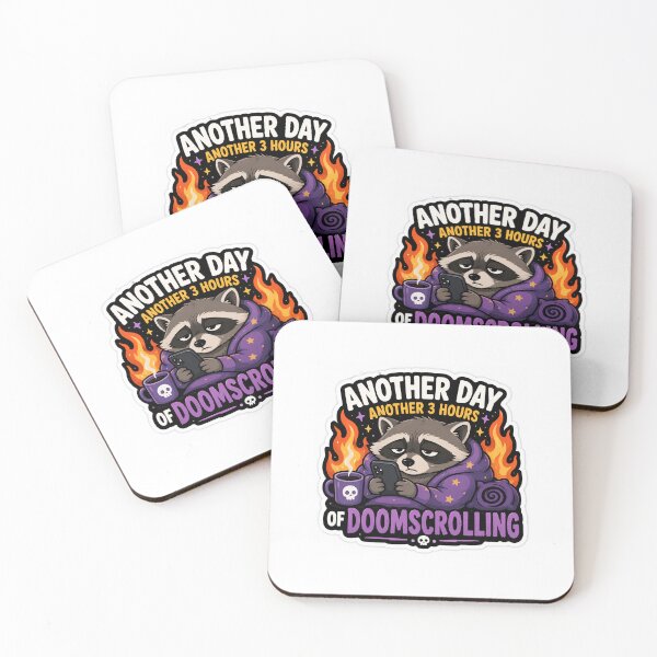 Item preview, Another 3 Hours of Doomscrolling Raccoon Sticker – Funny Internet Burnout Meme designed and sold by OrbitMood.
