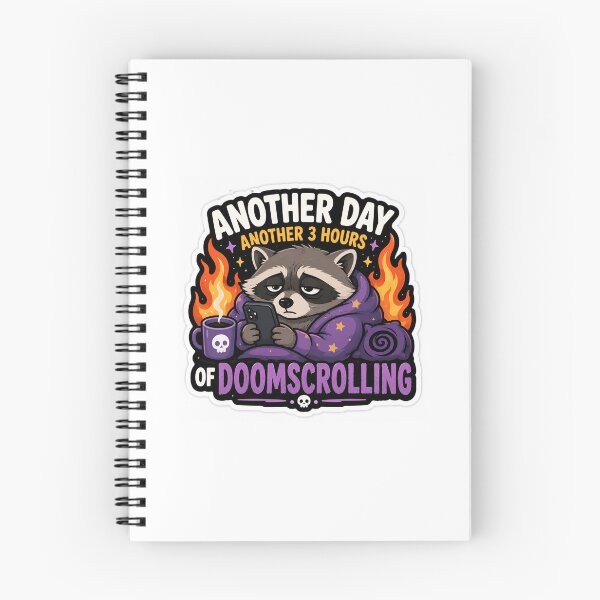 Item preview, Another 3 Hours of Doomscrolling Raccoon Sticker – Funny Internet Burnout Meme designed and sold by OrbitMood.