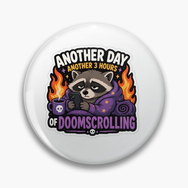 Item preview, Another 3 Hours of Doomscrolling Raccoon Sticker – Funny Internet Burnout Meme designed and sold by OrbitMood.