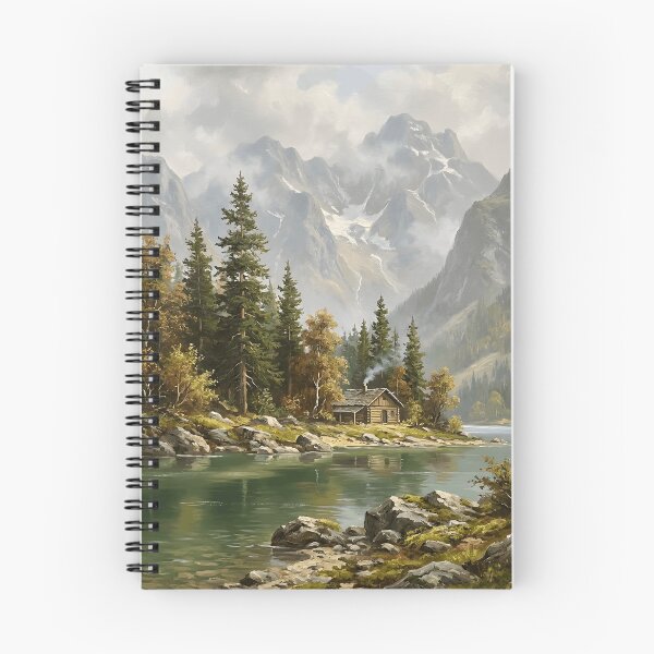 Item preview, Mountain Valley Log Cabin Smoke Lake Autumn Forest Misty Peaks designed and sold by madmaxine110.