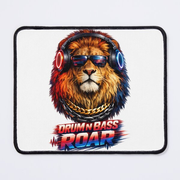 Item preview, Drum and Bass Roar Lion DJ Glitch Art designed and sold by  ZenRave Designs.