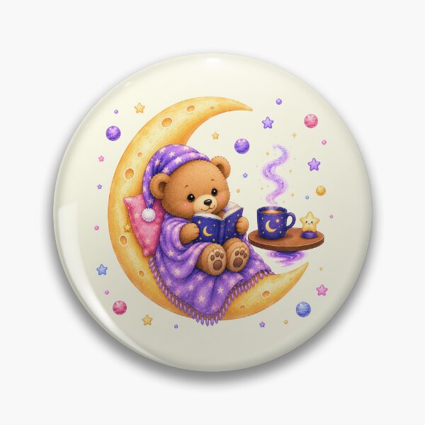 Item preview, Cute Kawaii Bear Reading a Book on the Moon designed and sold by Seculinator.