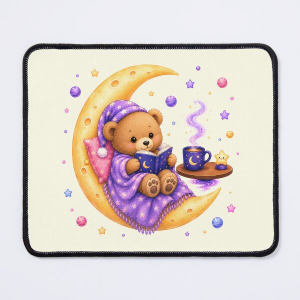 Item preview, Cute Kawaii Bear Reading a Book on the Moon designed and sold by Seculinator.