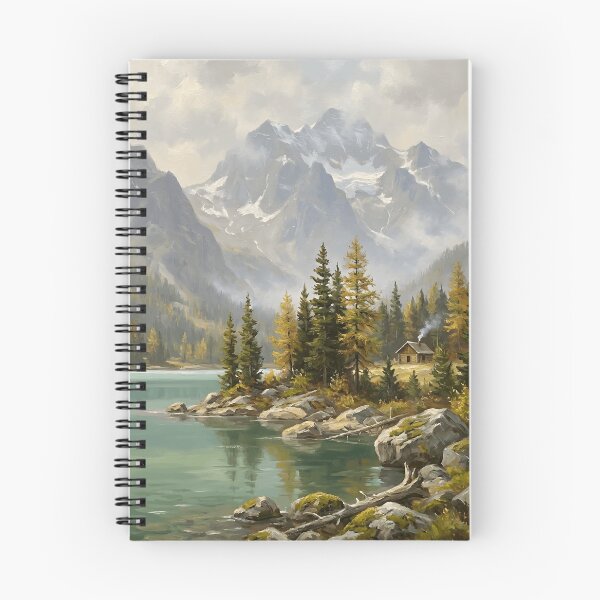 Item preview, Autumn Mountain Cabin Teal Lake Larch Pine Misty Peaks designed and sold by madmaxine110.