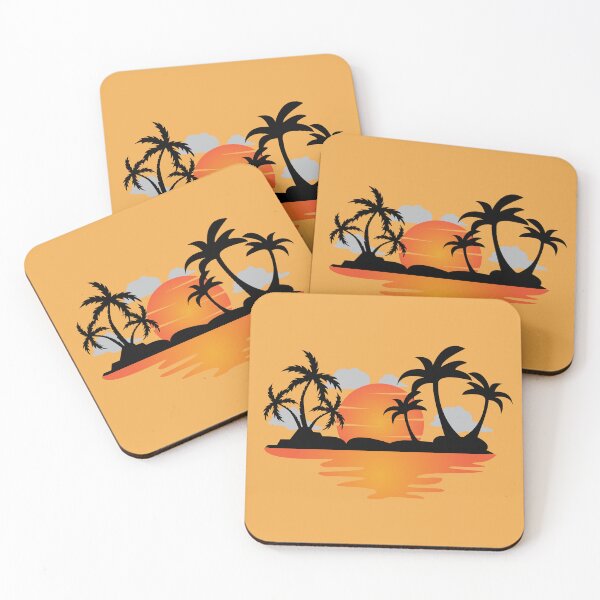 Item preview, Retro Summer Sunset Reflection Palm Trees Tropical Beach designed and sold by SolutionsArt.