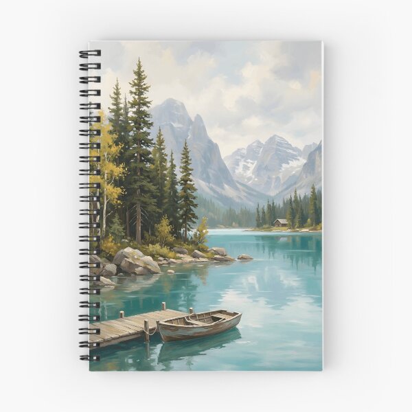 Item preview, Turquoise Lake Rowboat Dock Mountain Pine Aspen Forest Cabin designed and sold by madmaxine110.