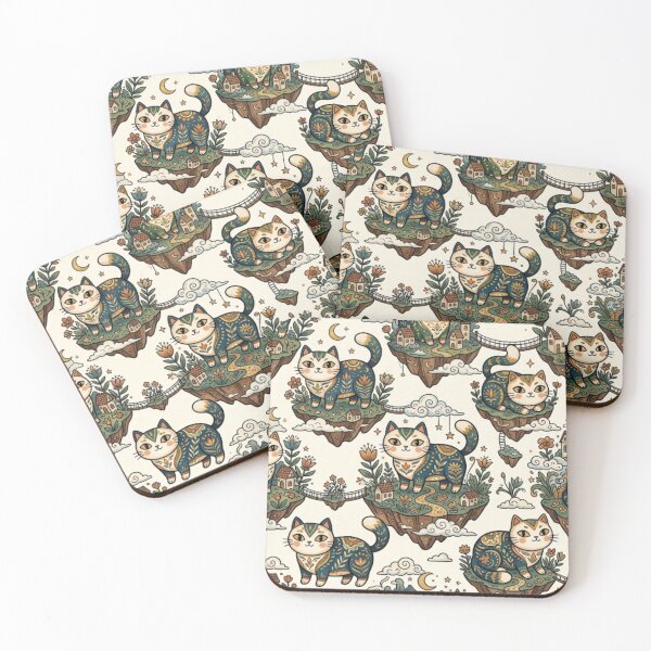 Item preview, Whimsical Fantasy Cats on Floating Islands designed and sold by Iampoji.