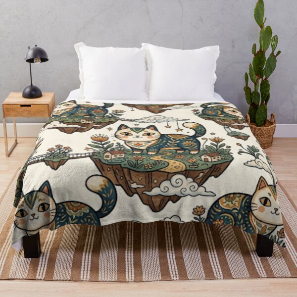 Item preview, Whimsical Fantasy Cats on Floating Islands designed and sold by Iampoji.