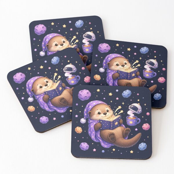 Item preview, Cute Kawaii Otter Reading a Book in Open Space designed and sold by Seculinator.