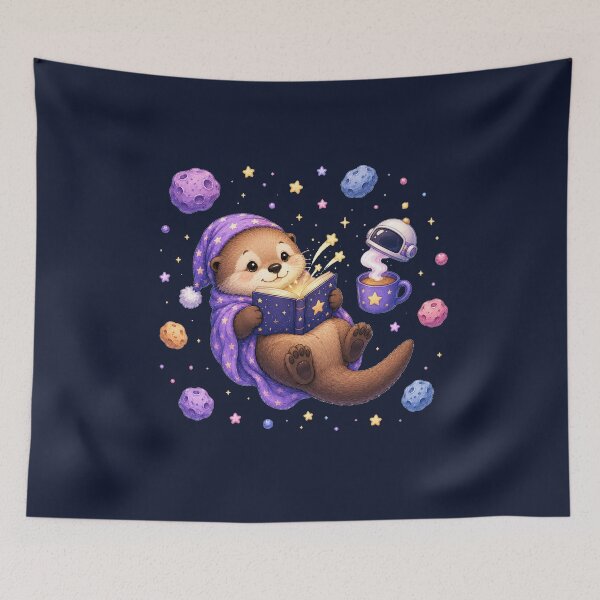 Item preview, Cute Kawaii Otter Reading a Book in Open Space designed and sold by Seculinator.