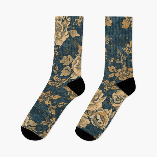 Item preview, Decoupage Vintage Damask Flowers Golden Blue 1900 Pattern designed and sold by GrinGalore.