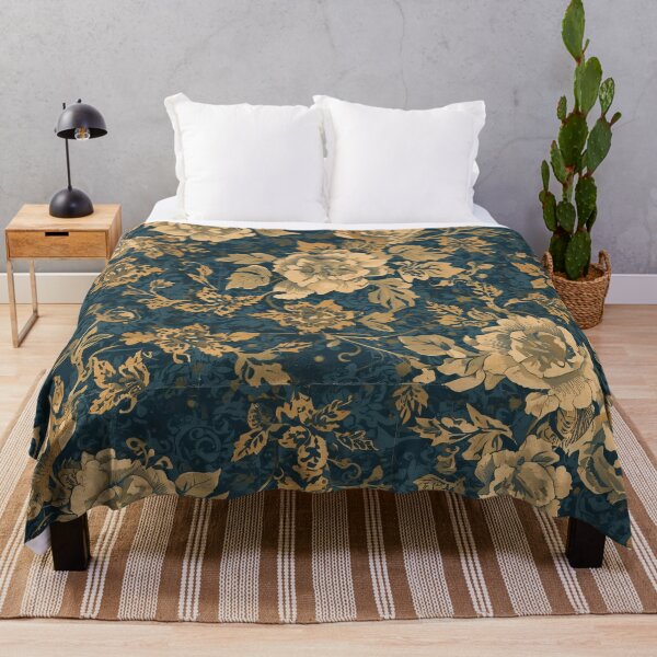 Item preview, Decoupage Vintage Damask Flowers Golden Blue 1900 Pattern designed and sold by GrinGalore.