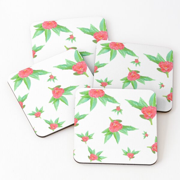 Item preview, Red flowers pattern and fresh green leaves. designed and sold by MiMee4451.
