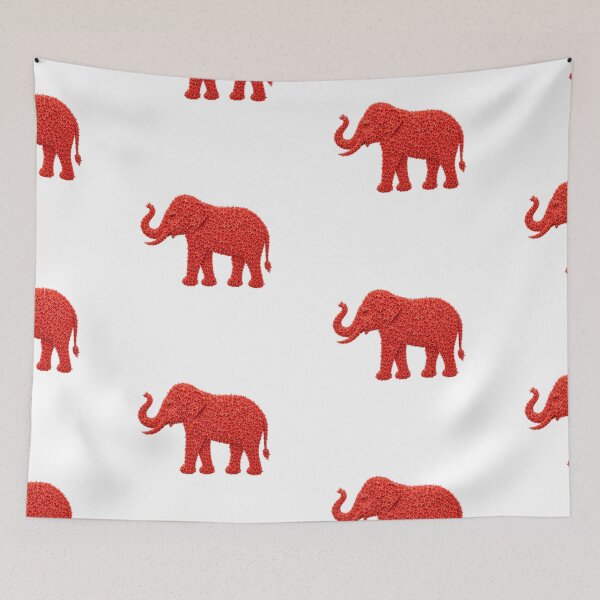 Item preview, Red Ixora Flower Elephant Mosaic Art designed and sold by Siam Soul Studio.