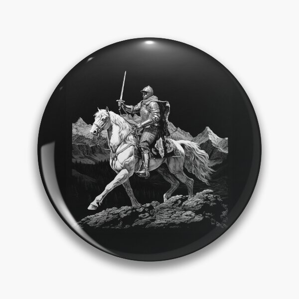 Item preview, Black and White Medieval Knight on Horse Art designed and sold by inkoutninja.