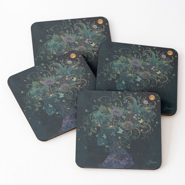 Item preview, Ethereal Woman Silhouette Wild Nature Hair Art Print designed and sold by Pink-Blossoms.