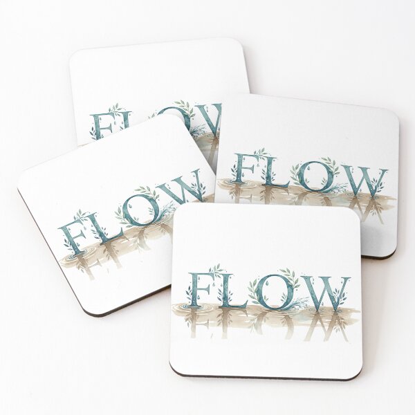 Item preview, FLOW River Reflection Typography Watercolor Nature Calm Wall Art designed and sold by Presshue.